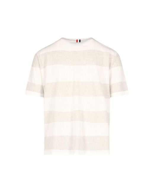 Thom Browne White Rugby Stripe" T-Shirt for men