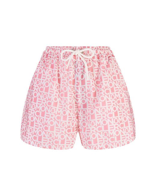 Moncler Logoed Shorts in Pink | Lyst