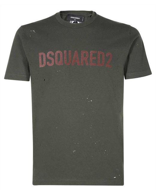 DSquared² Green Logo Cotton T-Shirt for men