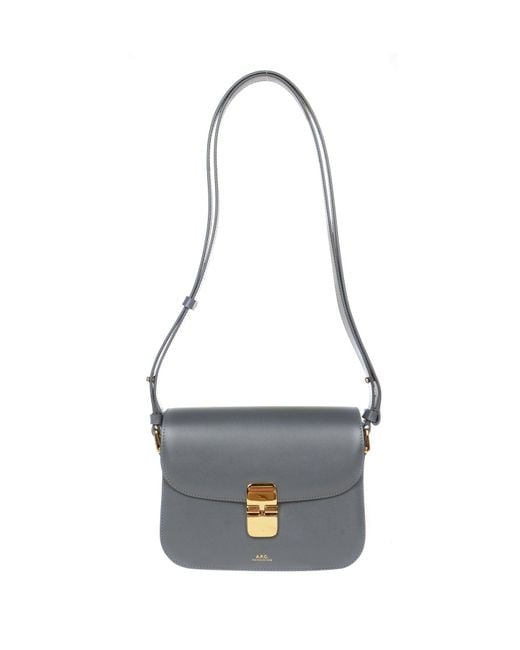 A.P.C. Leather Sac Grace Small Shoulder Bag in Steel Grey (Gray) Save