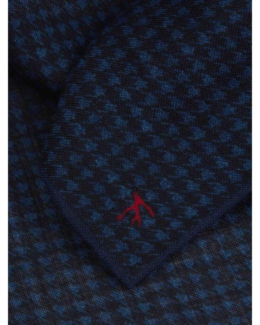 Isaia Blue Geometric Motif Pochette for men