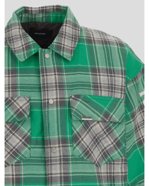 Represent Green Quilted Flannel Shirt for men