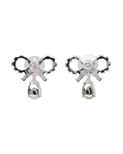 Self-Portrait Blue Micro Bow Droplet Earrings