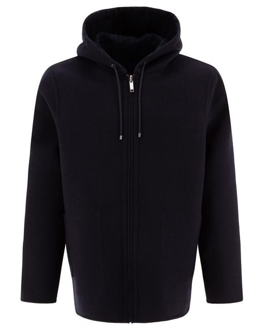 Valentino Garavani Blue Reversible Hoodie-Style Coat for men
