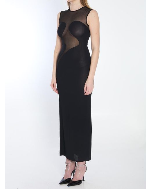 Alaïa Black Knit Molded Midi Dress