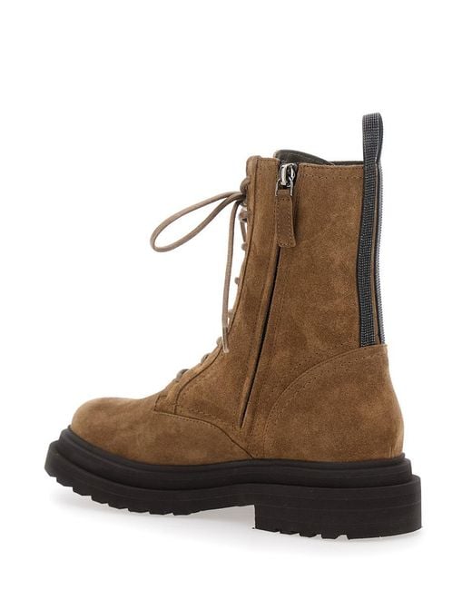 Brunello Cucinelli Brown Boots With Back Monils Detail