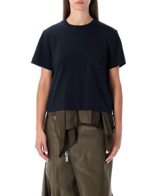 Sacai Black T-Shirt With Voile Back Insert