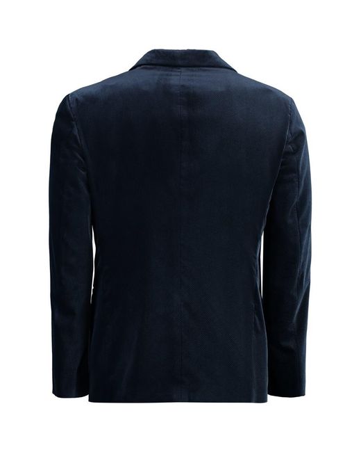 Giorgio Armani Blue Single-breasted Velvet Jacket for men