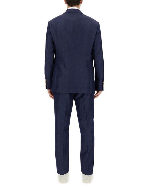 Brunello Cucinelli Blue Double-Breasted Dress for men