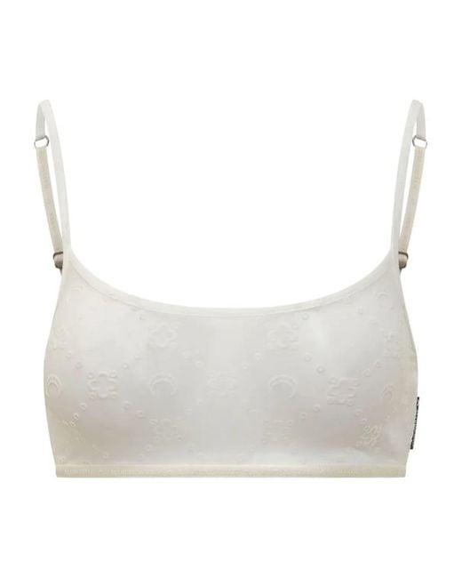 MARINE SERRE Gray Recycled Mesh Flock Bralette