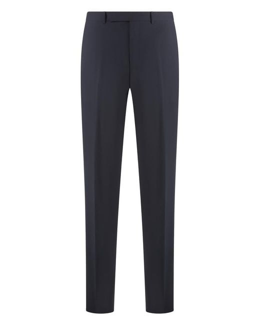Zegna Blue Wool Tailored Trousers for men