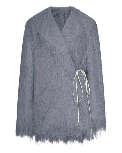 Dries Van Noten Blue Rivla Fringed Short Coat Clothing