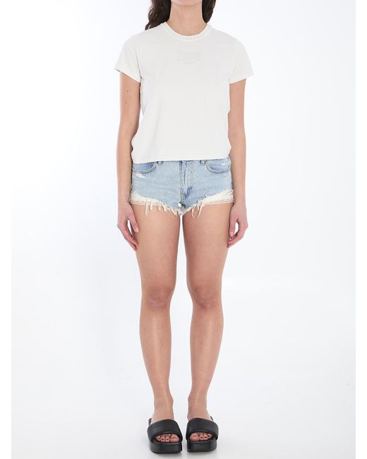 Alexander Wang White Cropped T-Shirt With Logo