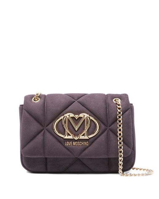 Love Moschino Purple Quilted Logo-Plaque Shoulder Bag