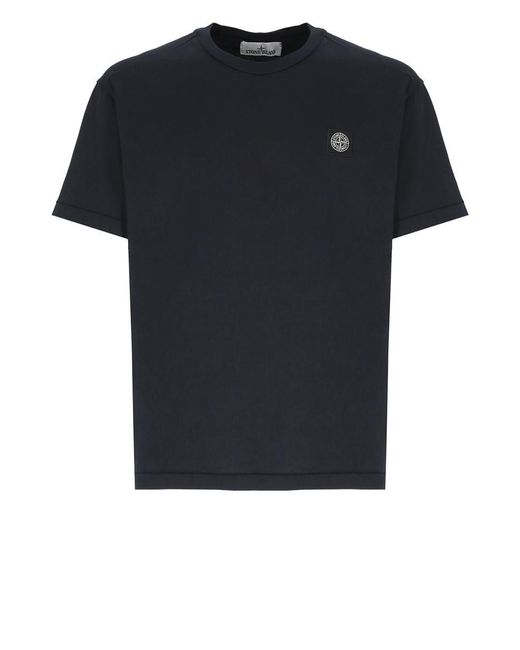 Stone Island Black T-shirts And Polos Blue for men