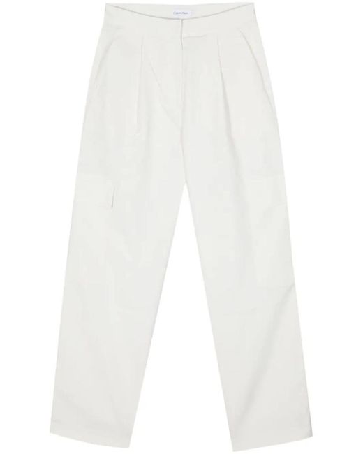 Calvin Klein White Lw Bark Textured Cargo Pant