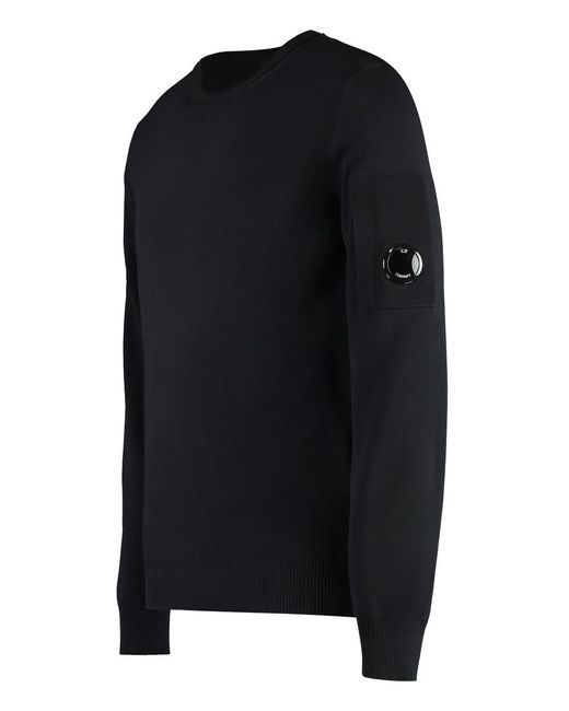 C P Company Black Cotton Crew-Neck Sweater for men