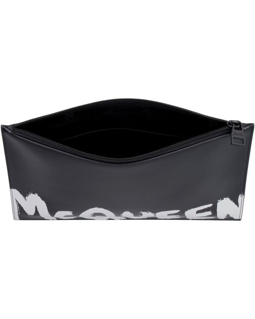 Alexander McQueen Black Contrast Logo Print Clutch for men
