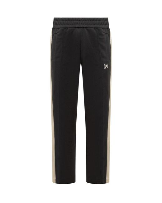 Palm Angels Black Pants With Monogram Pa for men