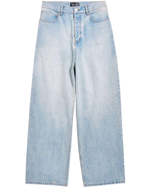Balenciaga Blue Logo-patch Loose-fit Jeans for men