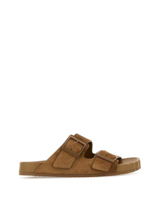 Balenciaga Brown Camel Suede Sunday Slippers for men
