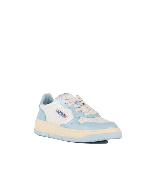 Autry Blue And Light Two-Tone Leather Medalist Low Sneakers