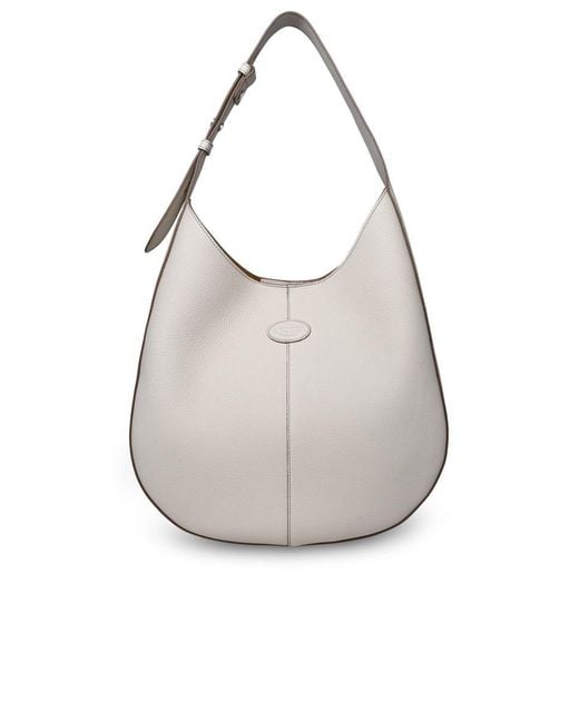 Tod's Gray Beige Leather Bag