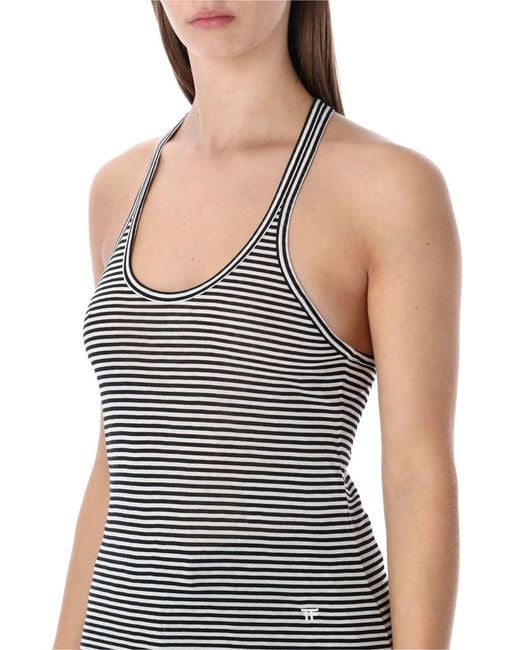 Tom Ford Blue Striped Viscose Racerback Top