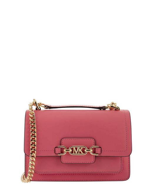Michael Kors Red Heather Extra-Small Leather Shoulder Bag