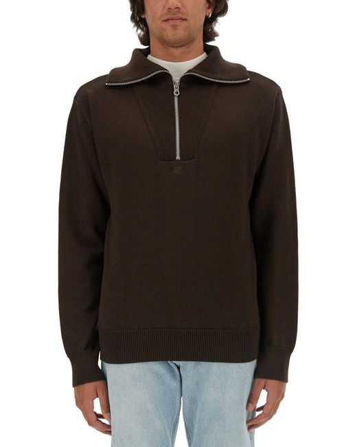 Courreges Black Knitted Polo for men