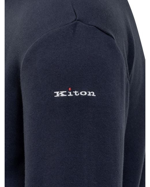 Kiton Blue Cotton Suit Suit for men