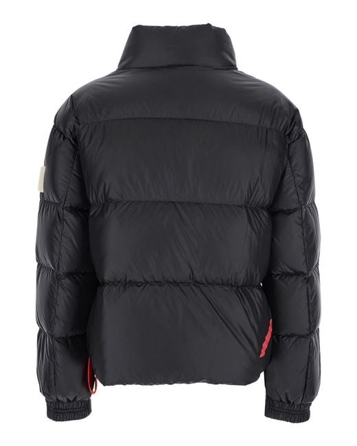 AFTER LABEL Black Down Jacket With Logo Patch On The Sleeve