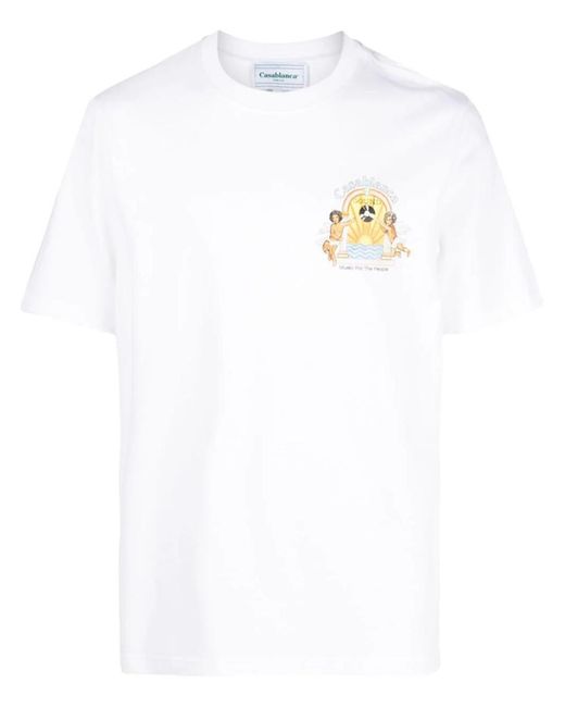 Casablancabrand White Studio De Musique Printed T-Shirt for men