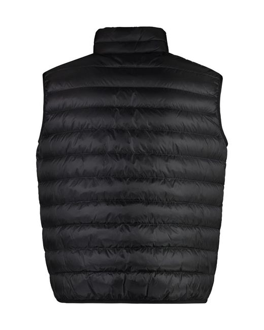 Palm Angels Black Full Zip Down Vest for men