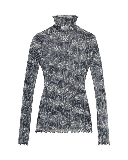 Emilio Pucci Gray Printed Long-sleeve Top
