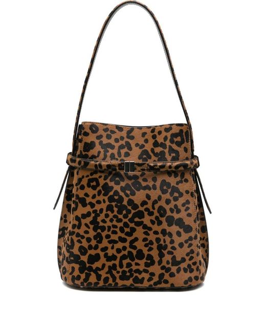 Totême  Brown Pony Leather Belted Bucket Bag