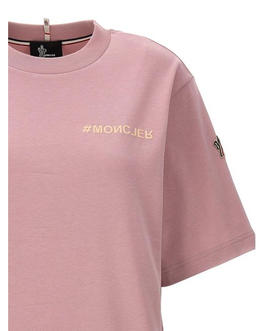 3 MONCLER GRENOBLE Pink Logo Print T-Shirt
