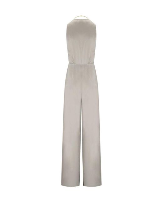 Elisabetta Franchi White Pearl Jumpsuit With Accessory