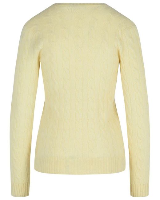 Polo Ralph Lauren Yellow 'Kimberly' Cream Cashmere Blend Sweater