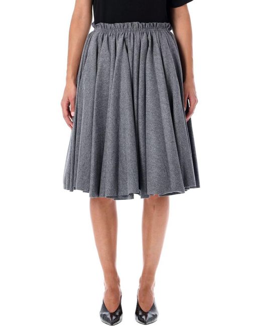 AMI Gray Corolla Wool Flannel Midi Skirt