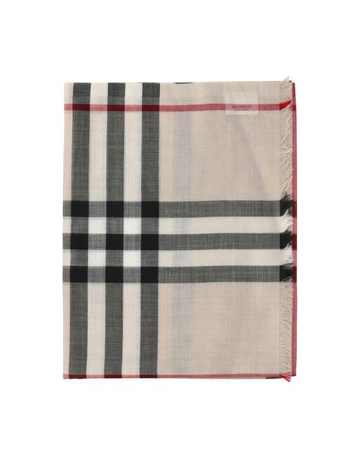 Burberry Luxurious Wool And Silk Blend Check Scarf For in Grey Lyst UK