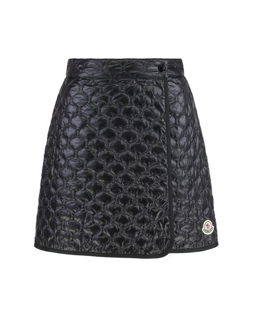 Moncler Gray Padded Mini Skirt With Quilted Pattern