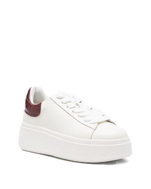Ash White Moby Crocodile-Effect Sneakers