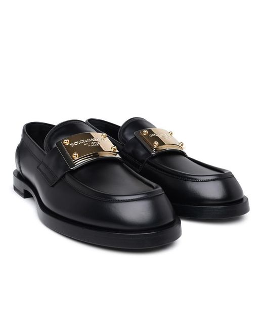 Dolce & Gabbana Black Leather Loafers for men