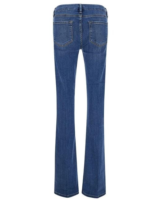 FRAME Blue 'Mini Boot' Flared Jeans With Branded Button