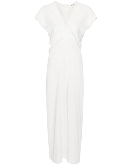 P.A.R.O.S.H. White Ruched Cady Midi Dress