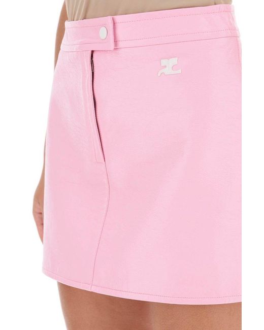 Courreges Pink Coated Cotton Mini Skirt