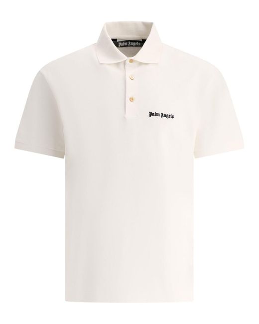 Palm Angels White "Classic Logo" Polo Shirt for men