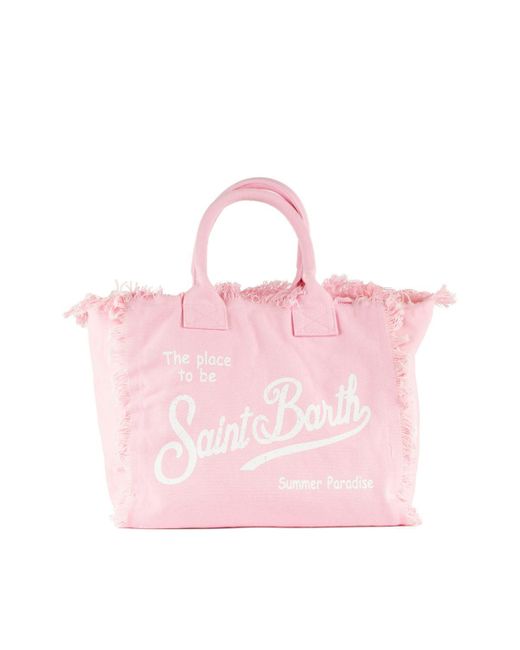 Mc2 Saint Barth Vanity Tote Bag In Pink Cotton Canvas
