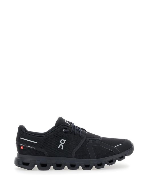 On Shoes Black 'Cloud 6' Low Top Sneakers With Mesh Details And Logo The Side for men